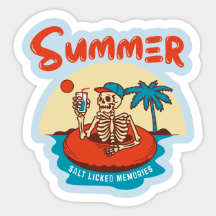 Skull Float Summer Bash Sticker